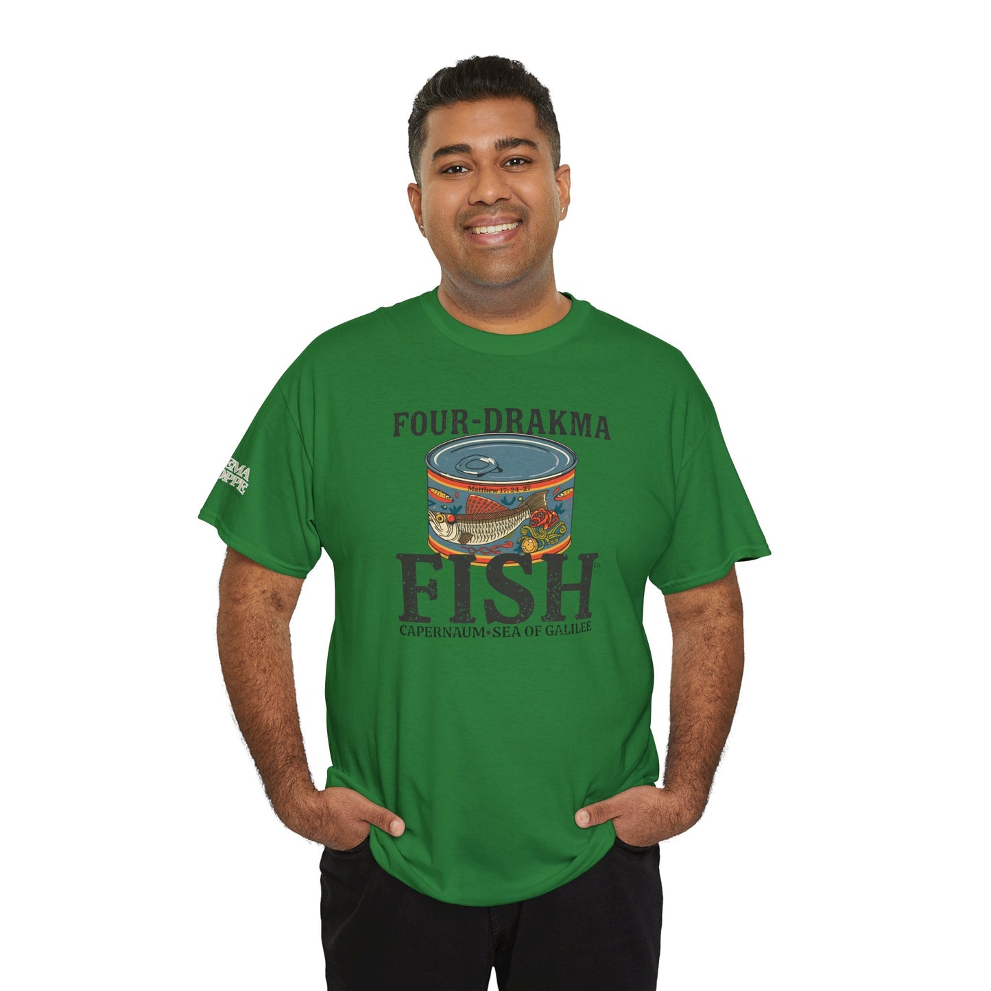 Vintage Four-Drachma Fish Co Matthew 17:24-27 Unisex Tee for Fishermen and Bible Enthusiasts