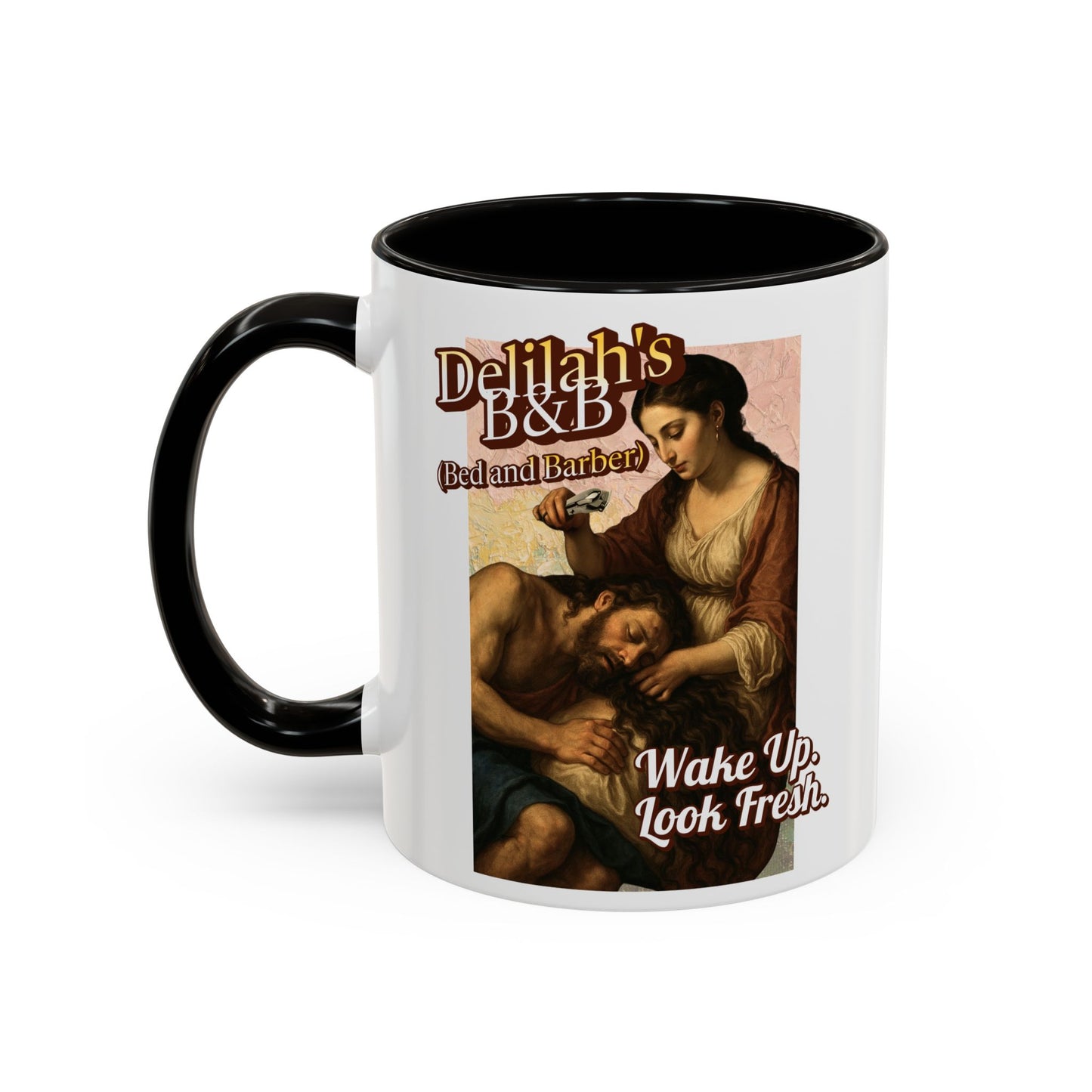 Funny Vintage Sampson Delilah's B&B Coffee Mug Bible Humor