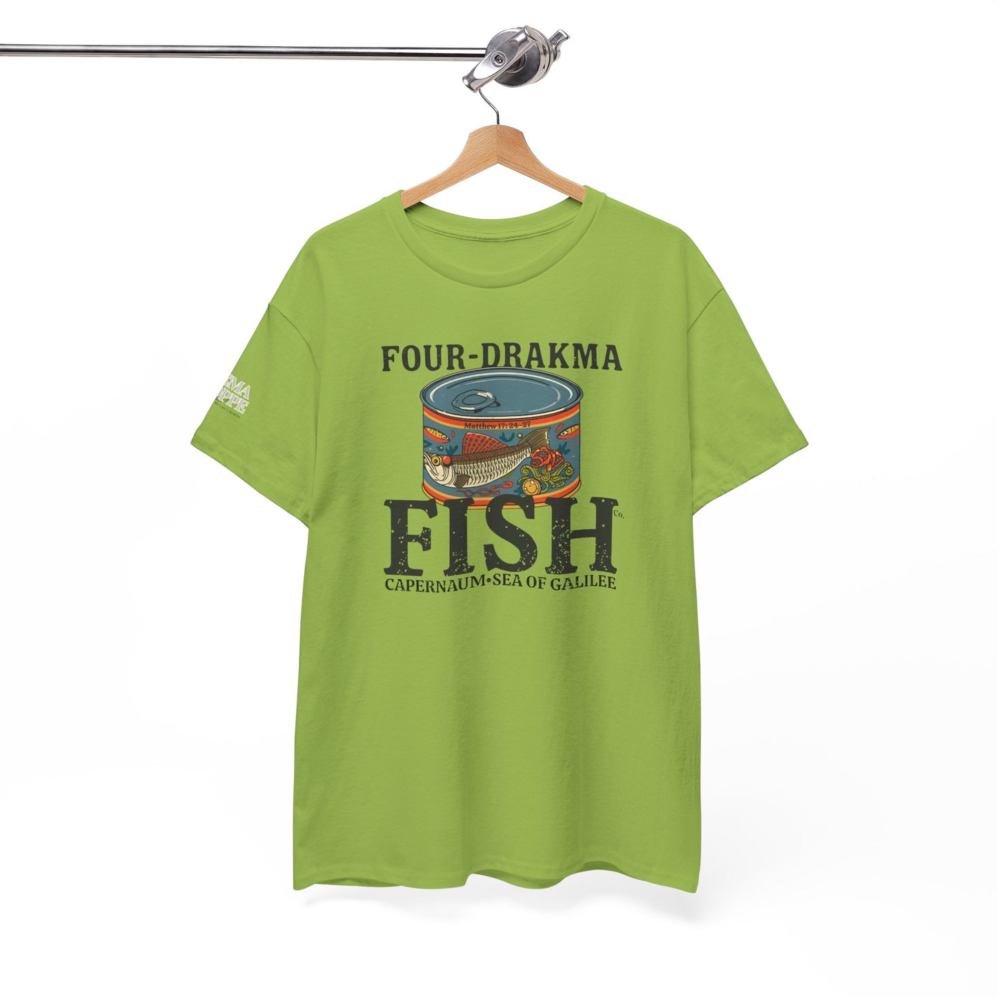Vintage Four-Drachma Fish Co Matthew 17:24-27 Unisex Tee for Fishermen and Bible Enthusiasts