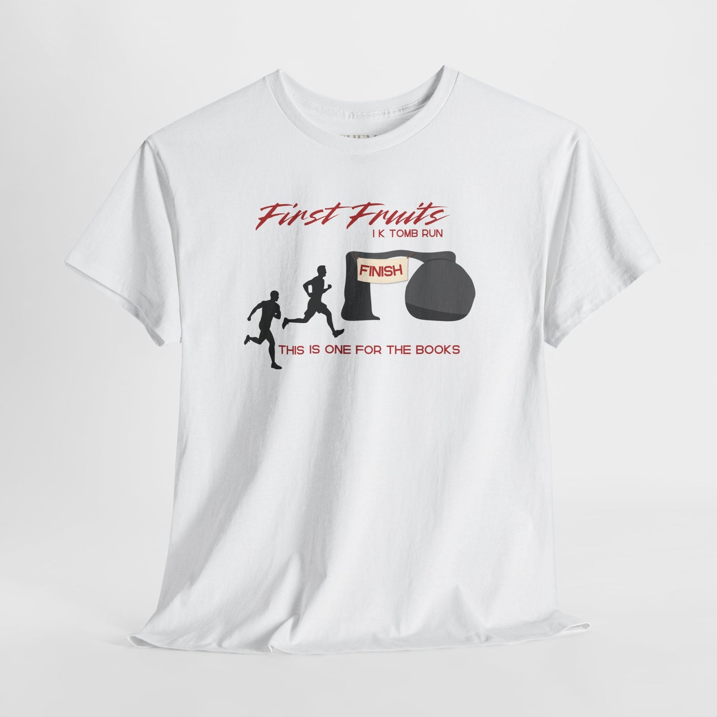 First Fruits 1k Tomb Run Unisex Tee - Funny Biblical Design