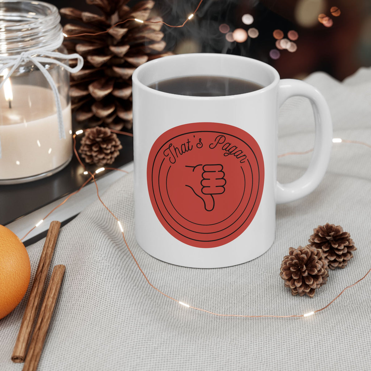 That's Pagan Funny Ceramic Mug – Red Minimalist Coffee Cup