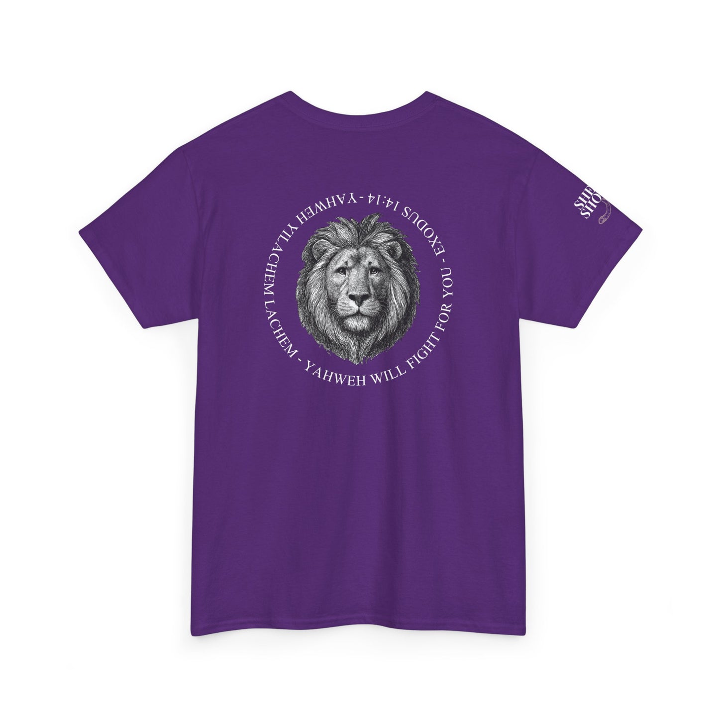 Hebrew Lion Tee — "Yahweh Yilachem Lachem" Inspirational Scripture Shirt Exodus 14:14