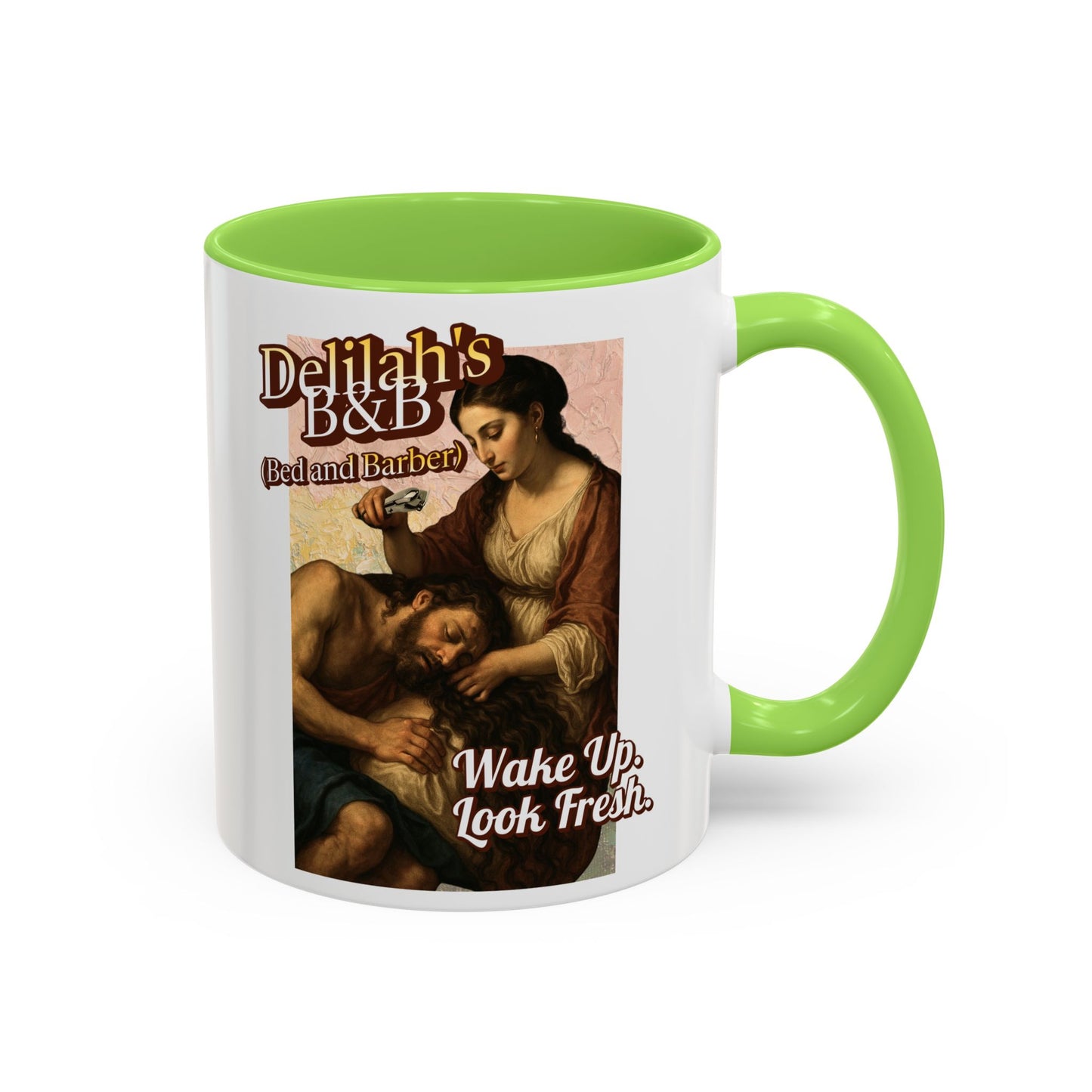Funny Vintage Sampson Delilah's B&B Coffee Mug Bible Humor