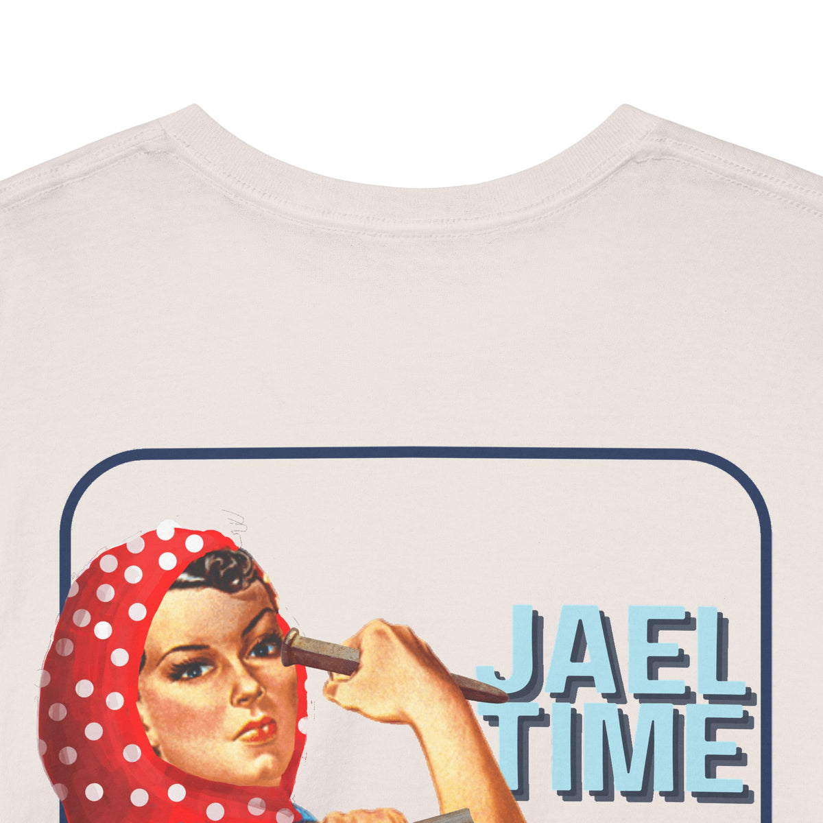 'Jael Time' Humorous Bible Story T-Shirt with Tent Peg and Hammer Design Cotton Tee