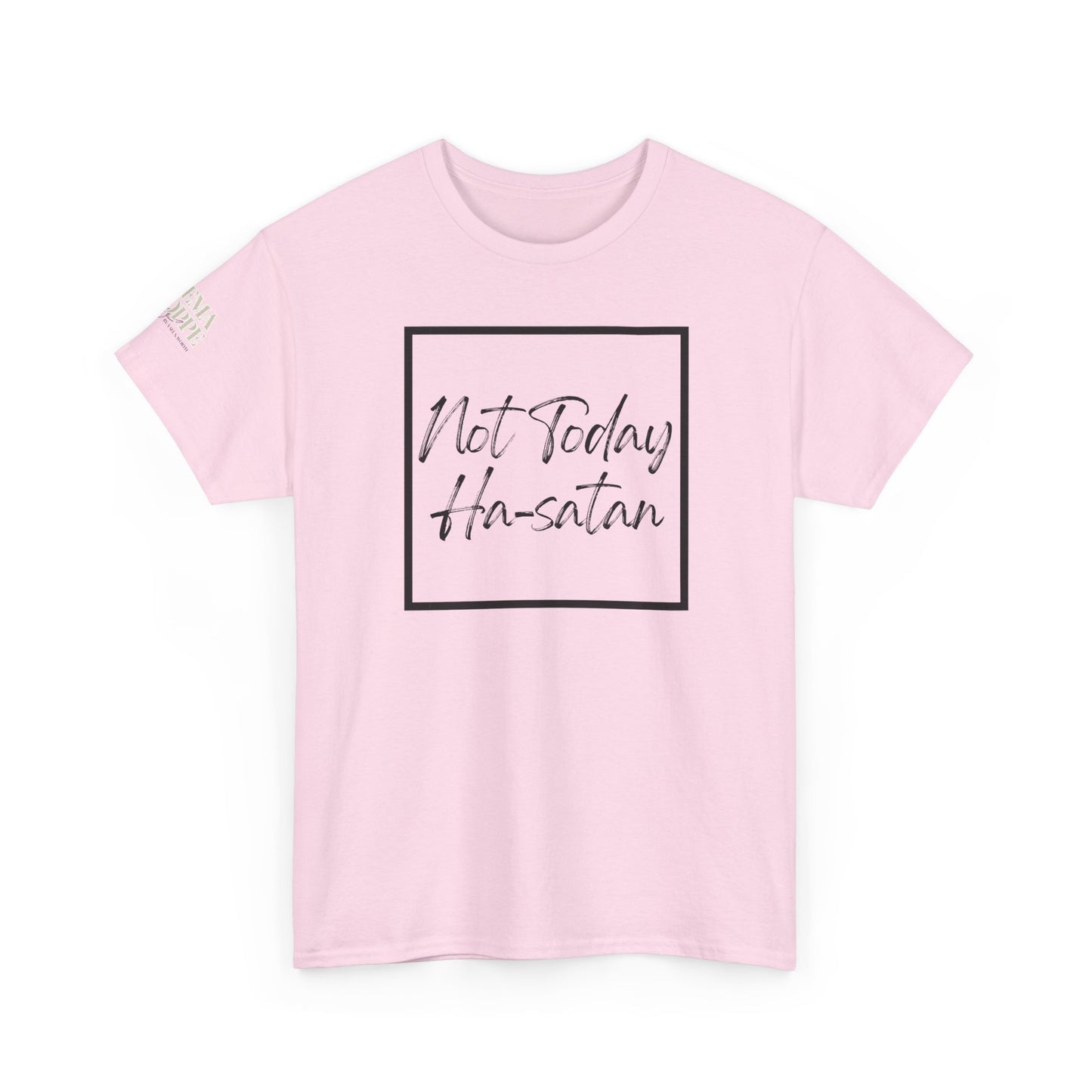 "Not Today Ha-satan" Cotton Tee Minimal Script Graphic Tee