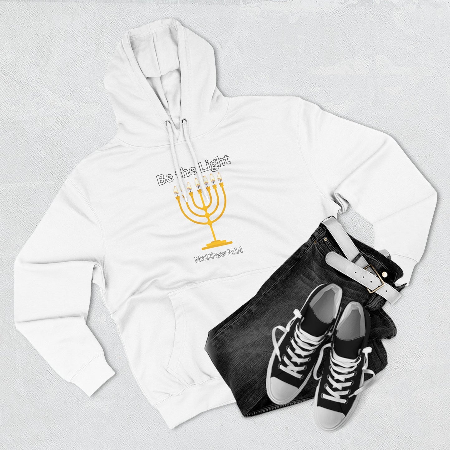 Be The Light Menorah Three-Panel Fleece Hoodie