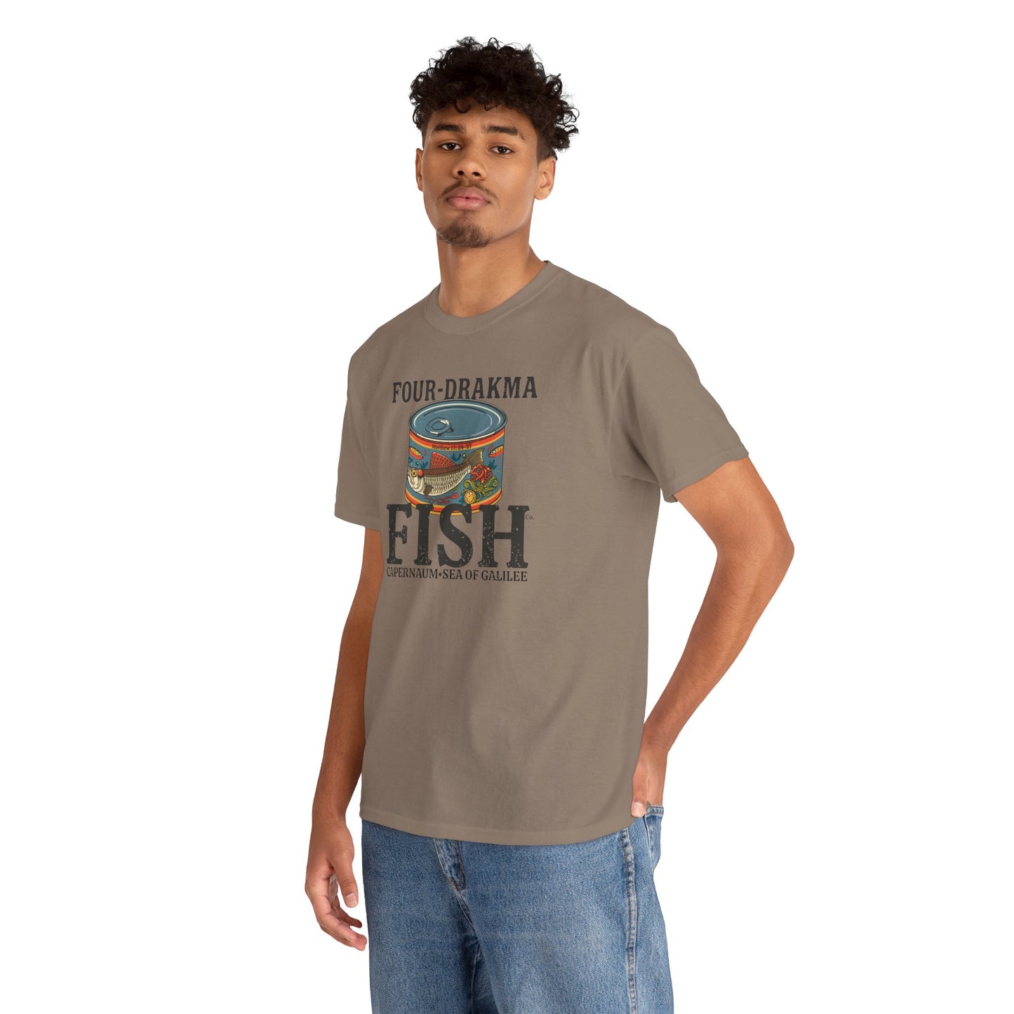 Vintage Four-Drachma Fish Co Matthew 17:24-27 Unisex Tee for Fishermen and Bible Enthusiasts