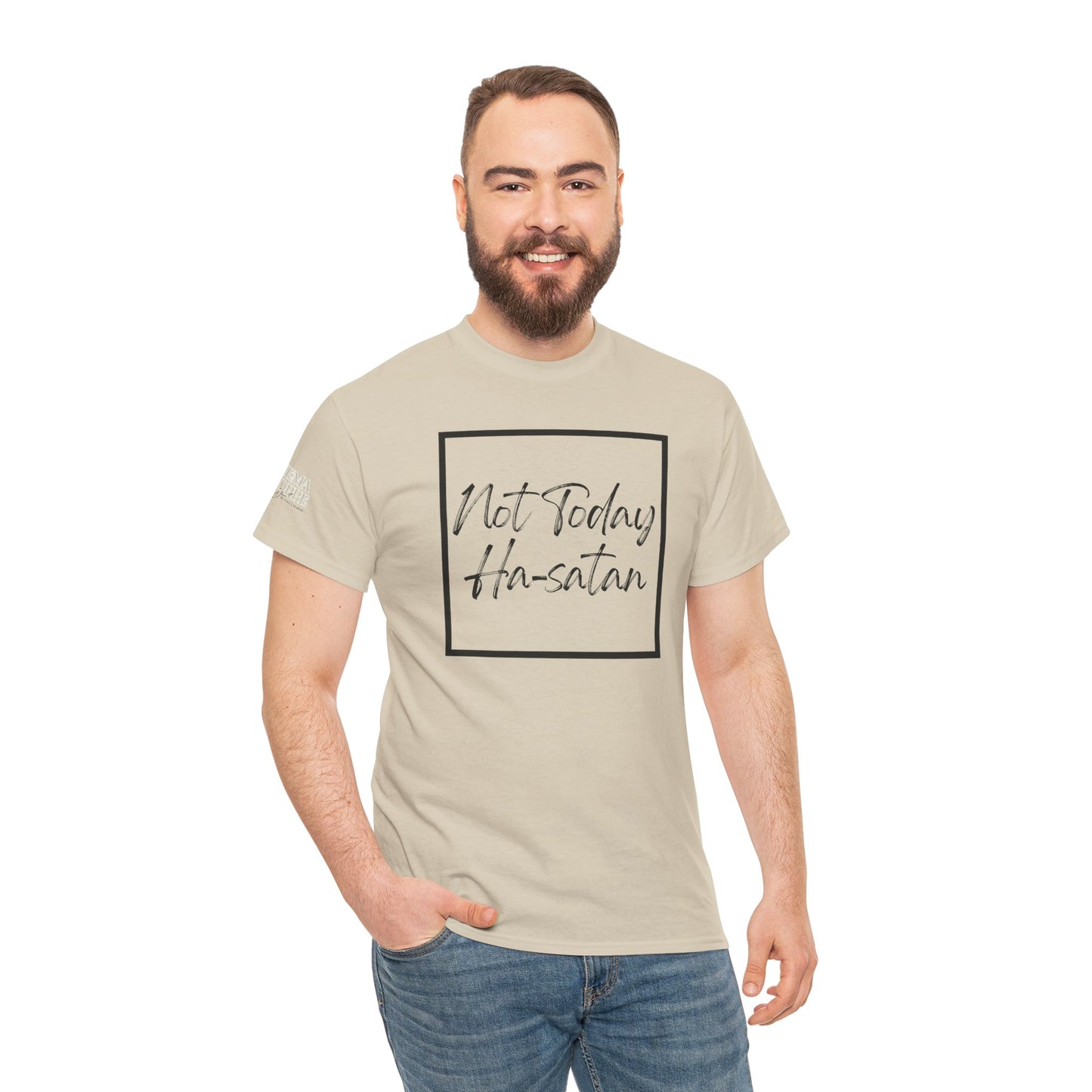 "Not Today Ha-satan" Cotton Tee Minimal Script Graphic Tee