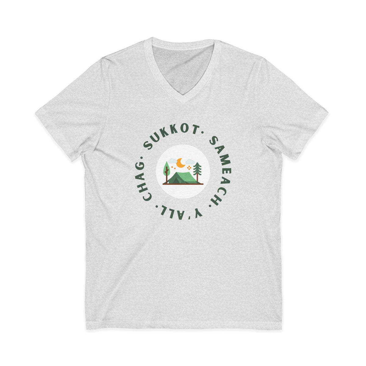 Chag Sukkot Tabernacles Light Colors Jersey Short Sleeve V-Neck Tee