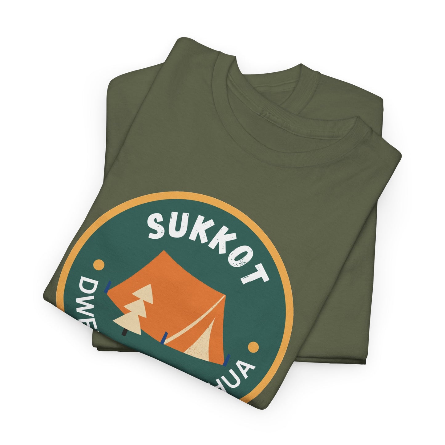 Sukkot Camping Tee — “Dwell With Yeshua” Biblical Feast T‑Shirt