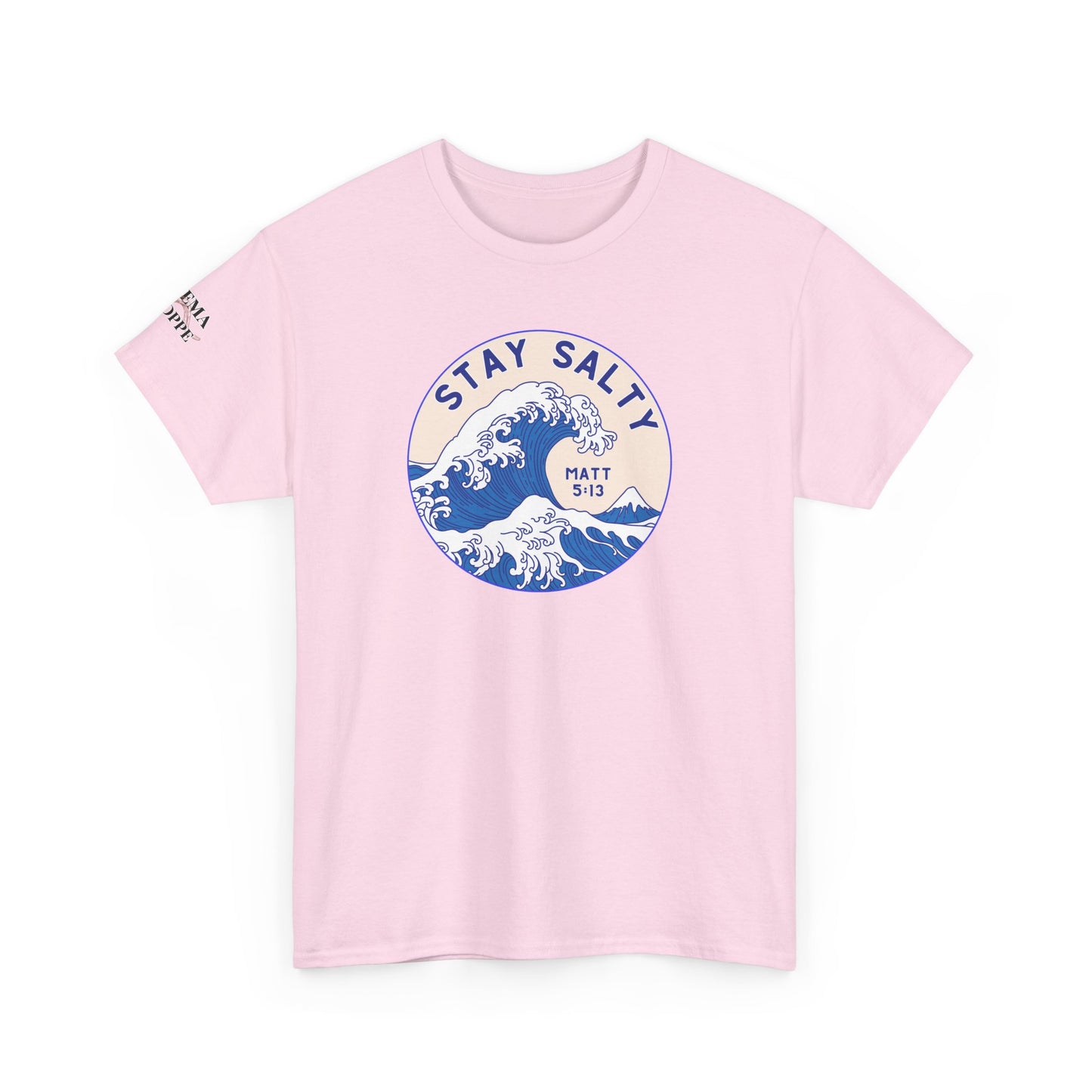 Stay Salty Surf T-Shirt — Coastal Wave Graphic with Matthew 5:13 (Hokusai-Inspired)