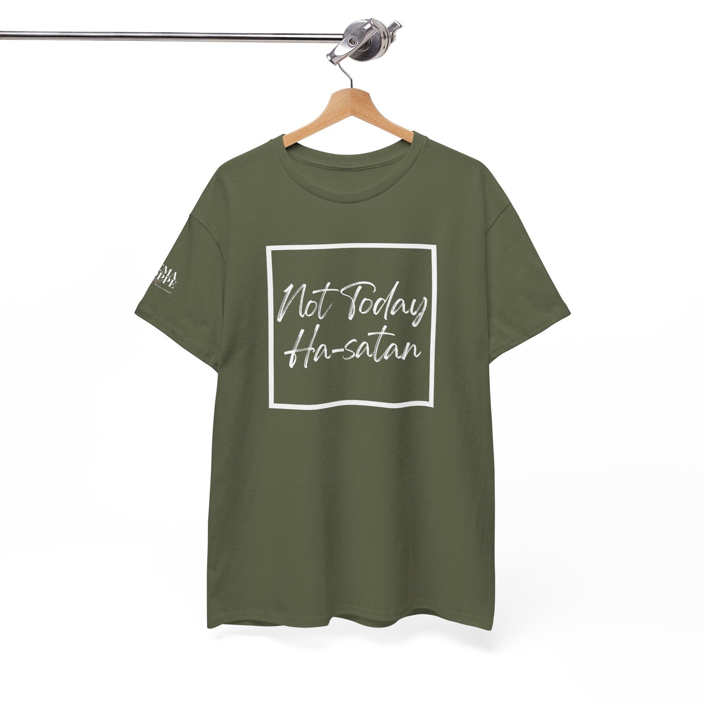 "Not Today Ha-satan" Cotton Tee Minimal Script Graphic Tee