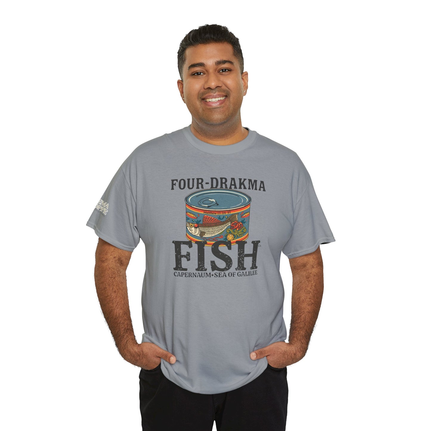 Vintage Four-Drachma Fish Co Matthew 17:24-27 Unisex Tee for Fishermen and Bible Enthusiasts
