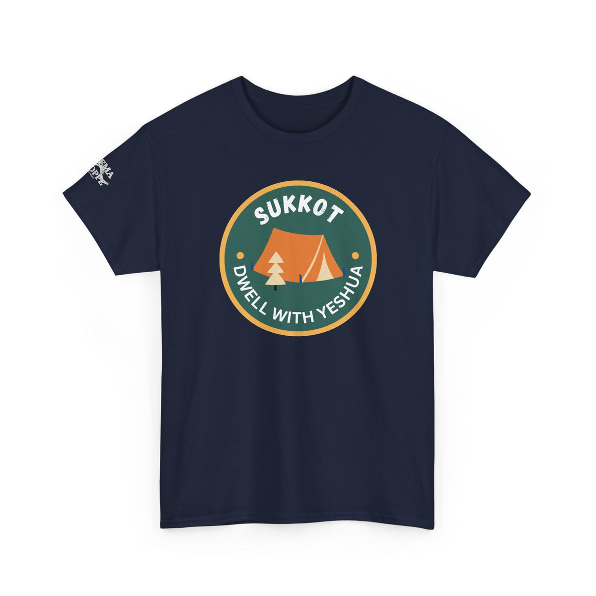 Sukkot Camping Tee — “Dwell With Yeshua” Biblical Feast T‑Shirt