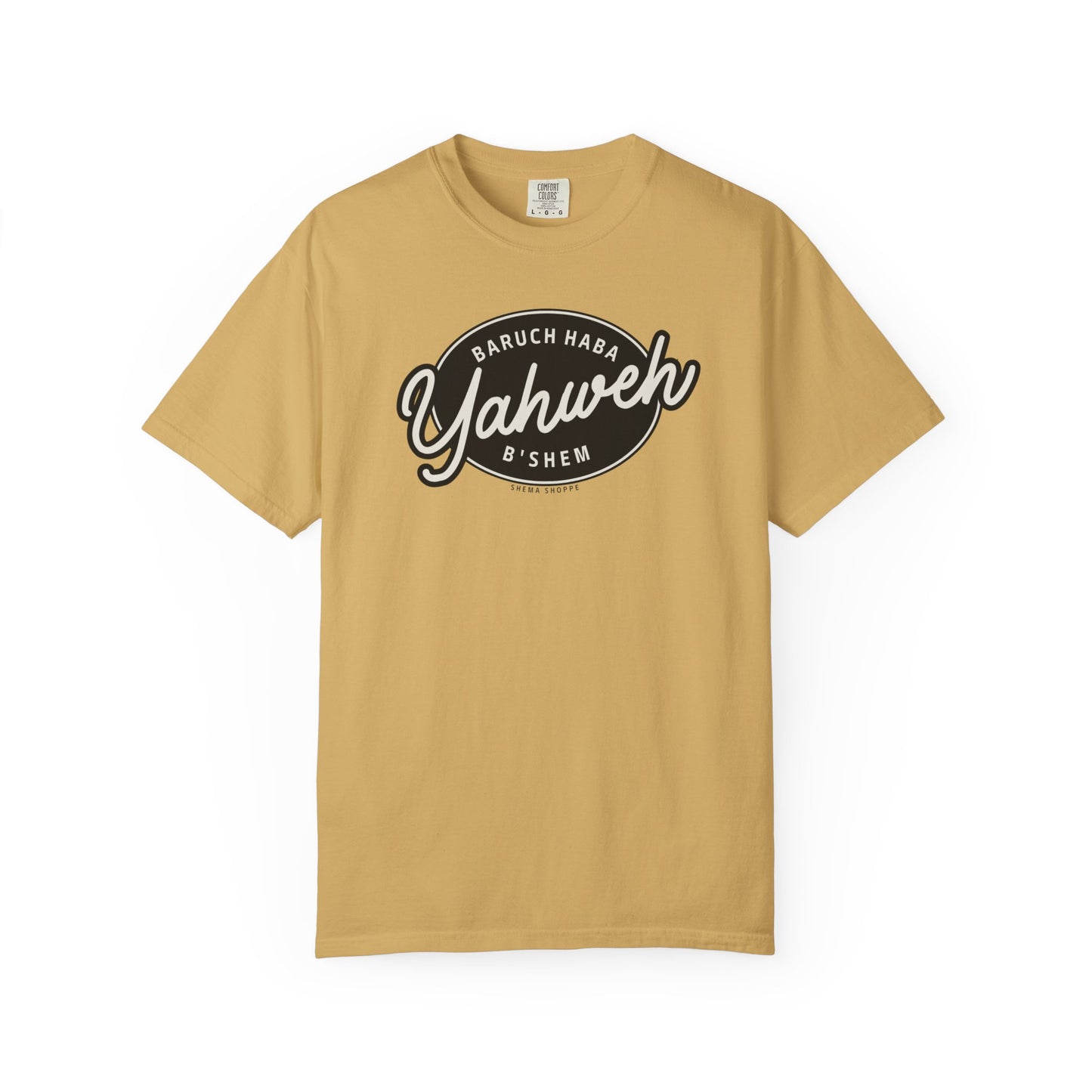 Cotton Tee Baruch Haba B'Shem Yahweh Unisex Garment-Dyed T-shirt