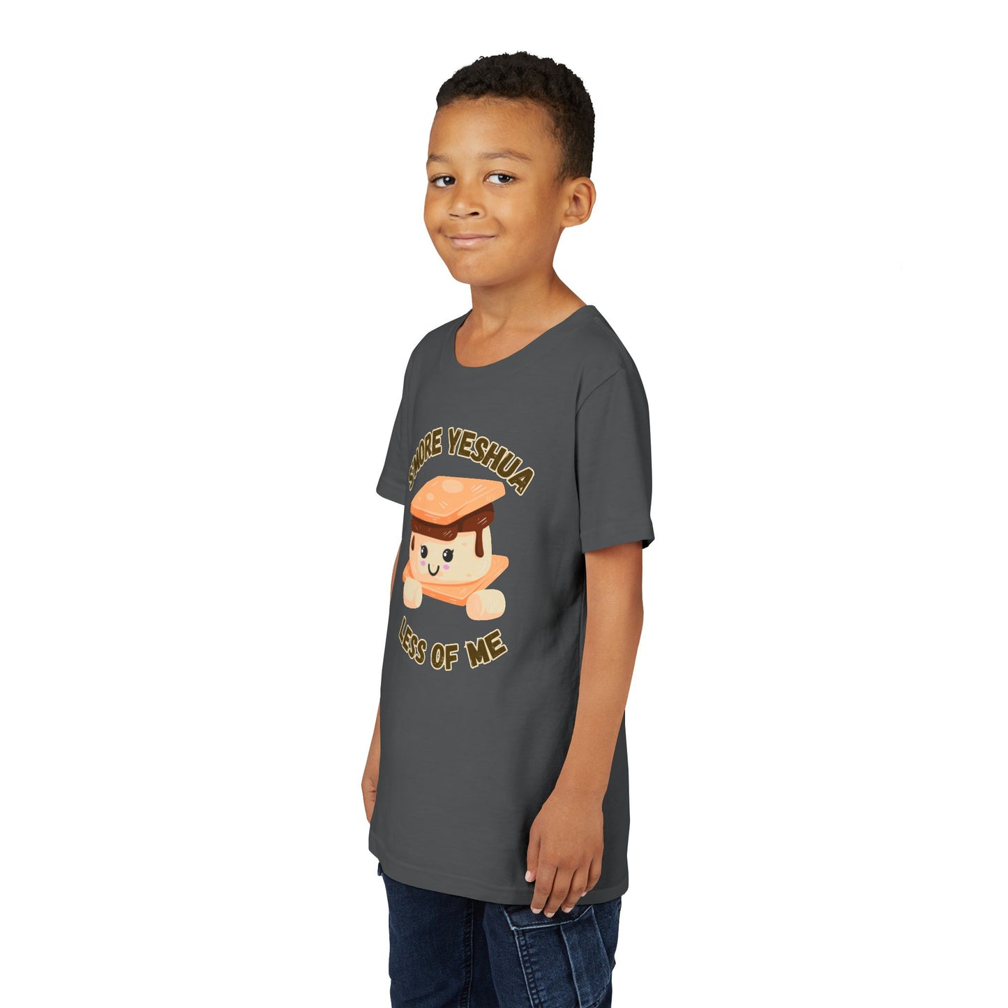 Youth T-Shirt - More Yeshua, Less of Me Shirt Cute S'mores for Sukkot