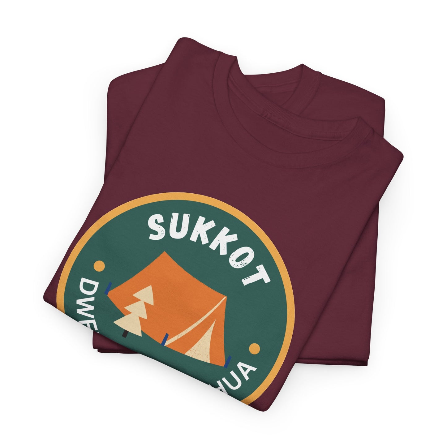 Sukkot Camping Tee — “Dwell With Yeshua” Biblical Feast T‑Shirt
