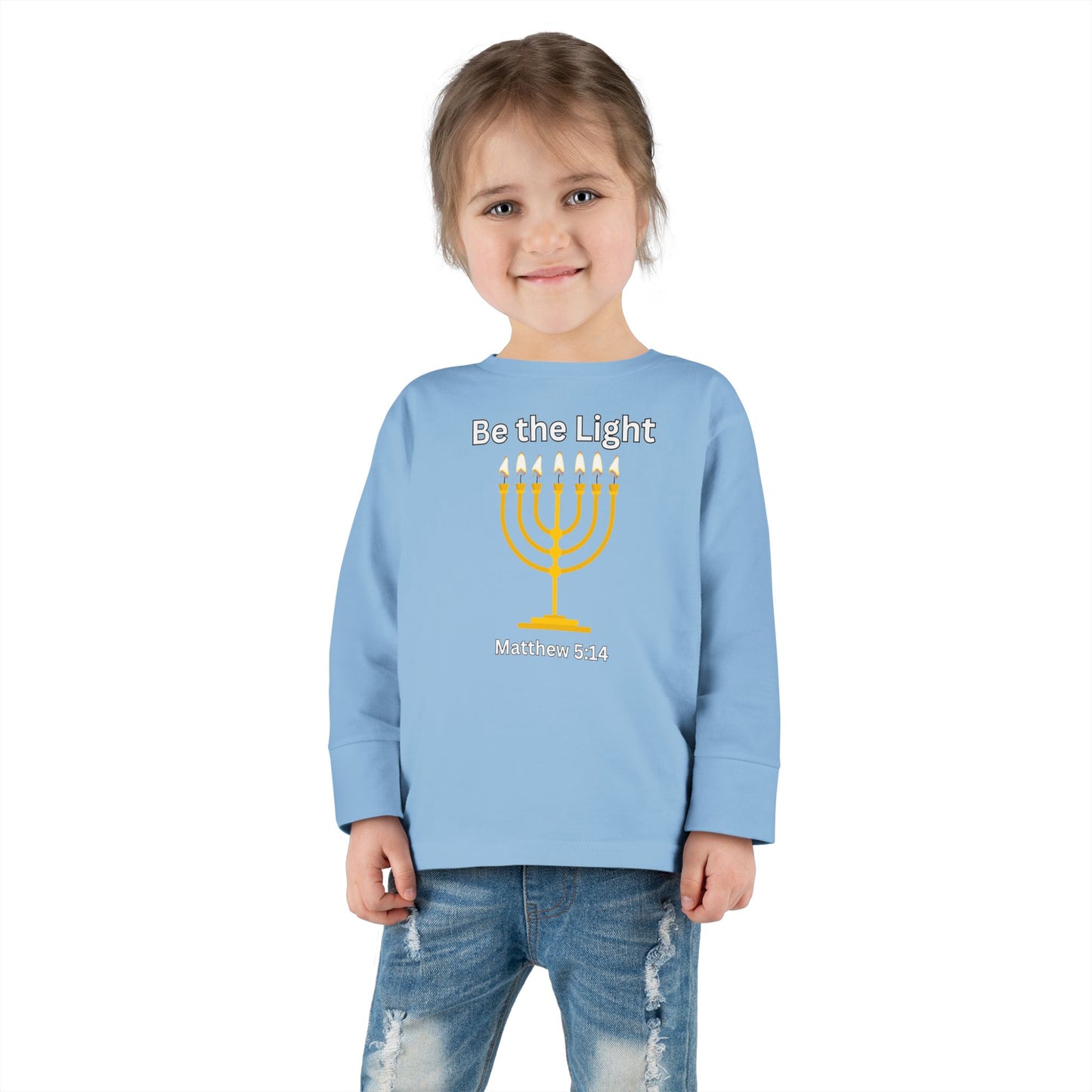 Be the Light Menorah Toddler Long Sleeve Tee