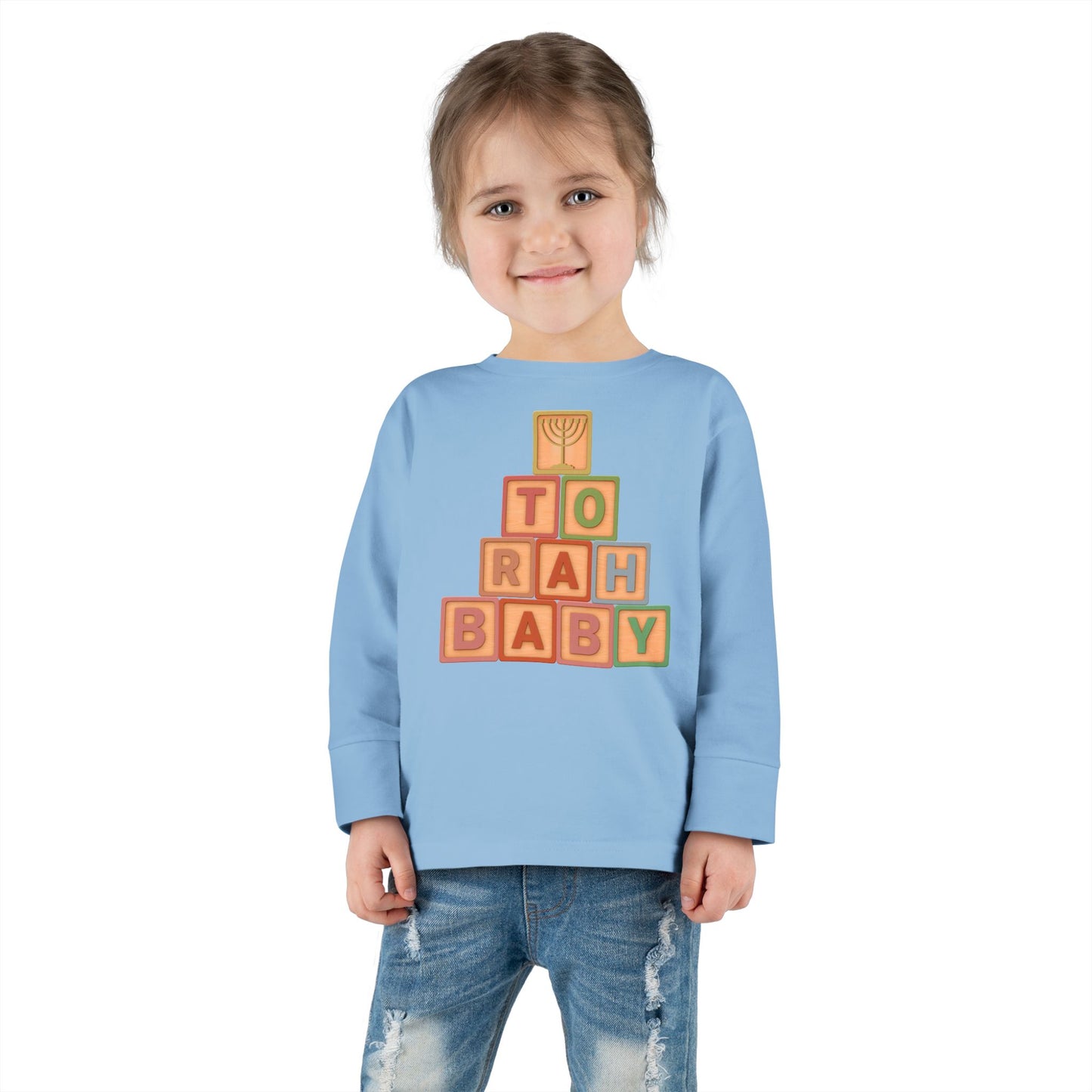 Torah Baby Menorah Blocks- Toddler Long Sleeve Tee