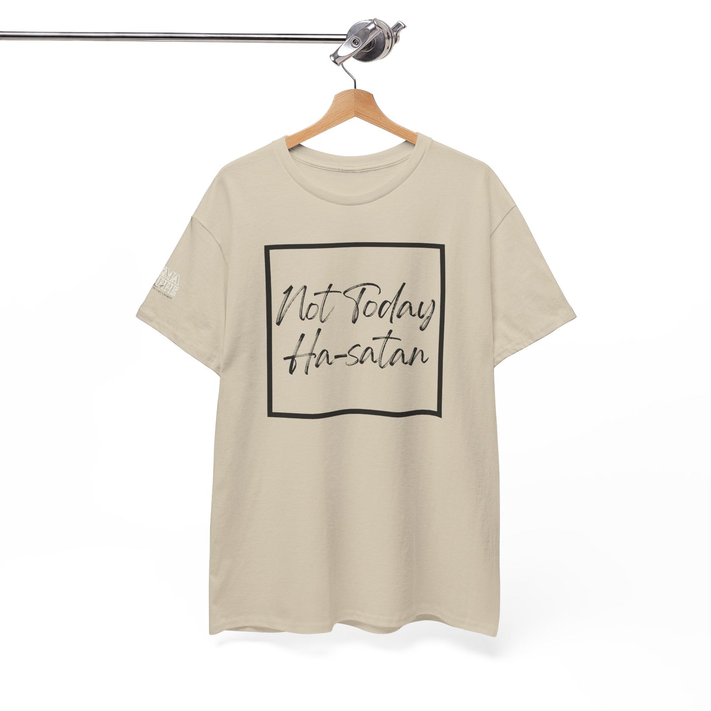 "Not Today Ha-satan" Cotton Tee Minimal Script Graphic Tee