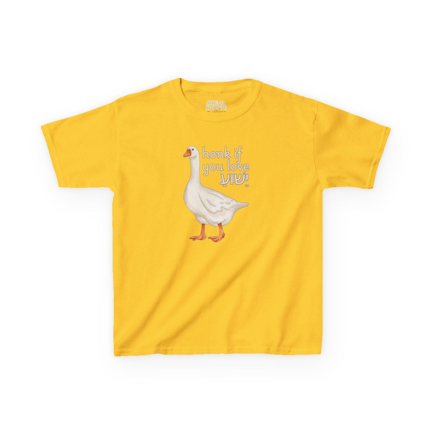 Kids Tee Honk if you Love Yeshua - Goose Print