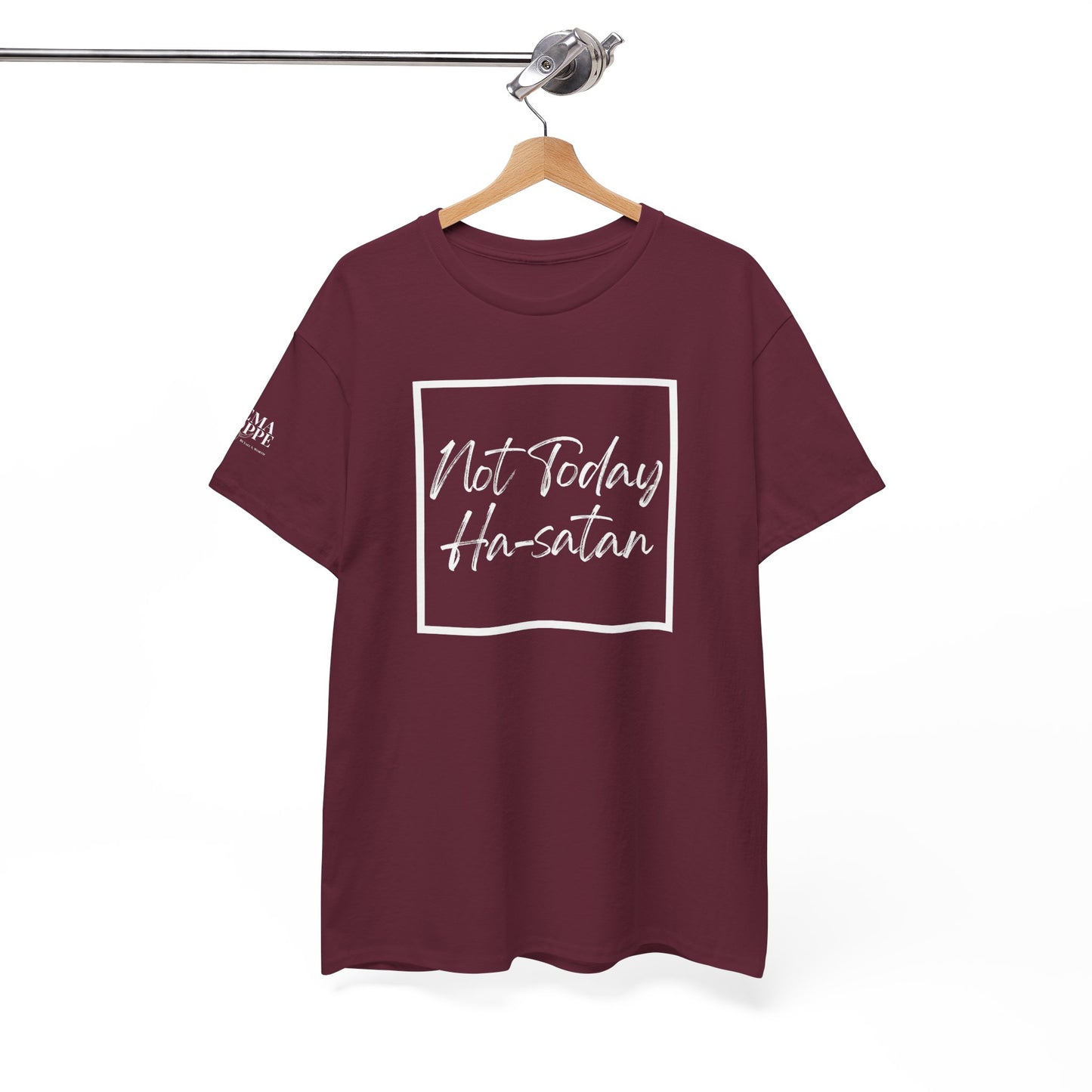 "Not Today Ha-satan" Cotton Tee Minimal Script Graphic Tee