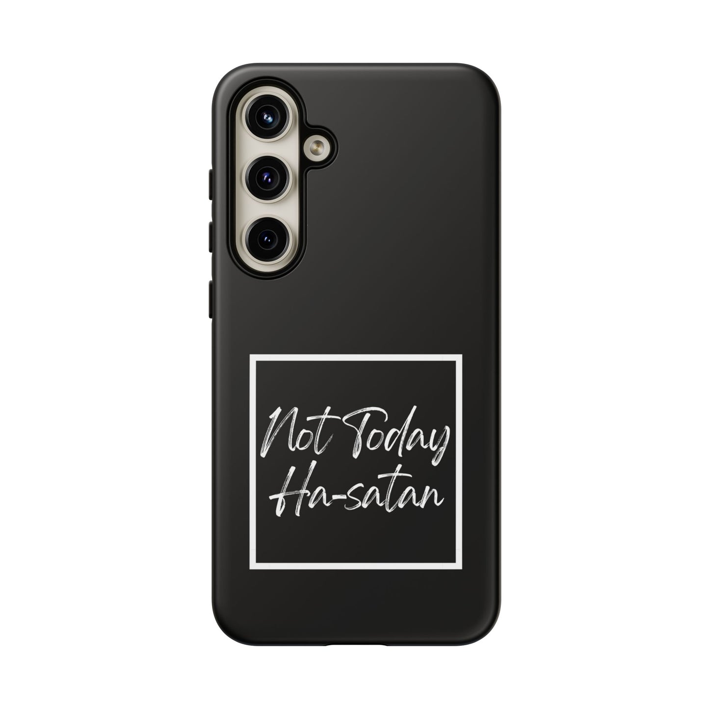 Phone Case- “Not Today Ha-satan” Black Tough Protective Cover Hebrew Humor