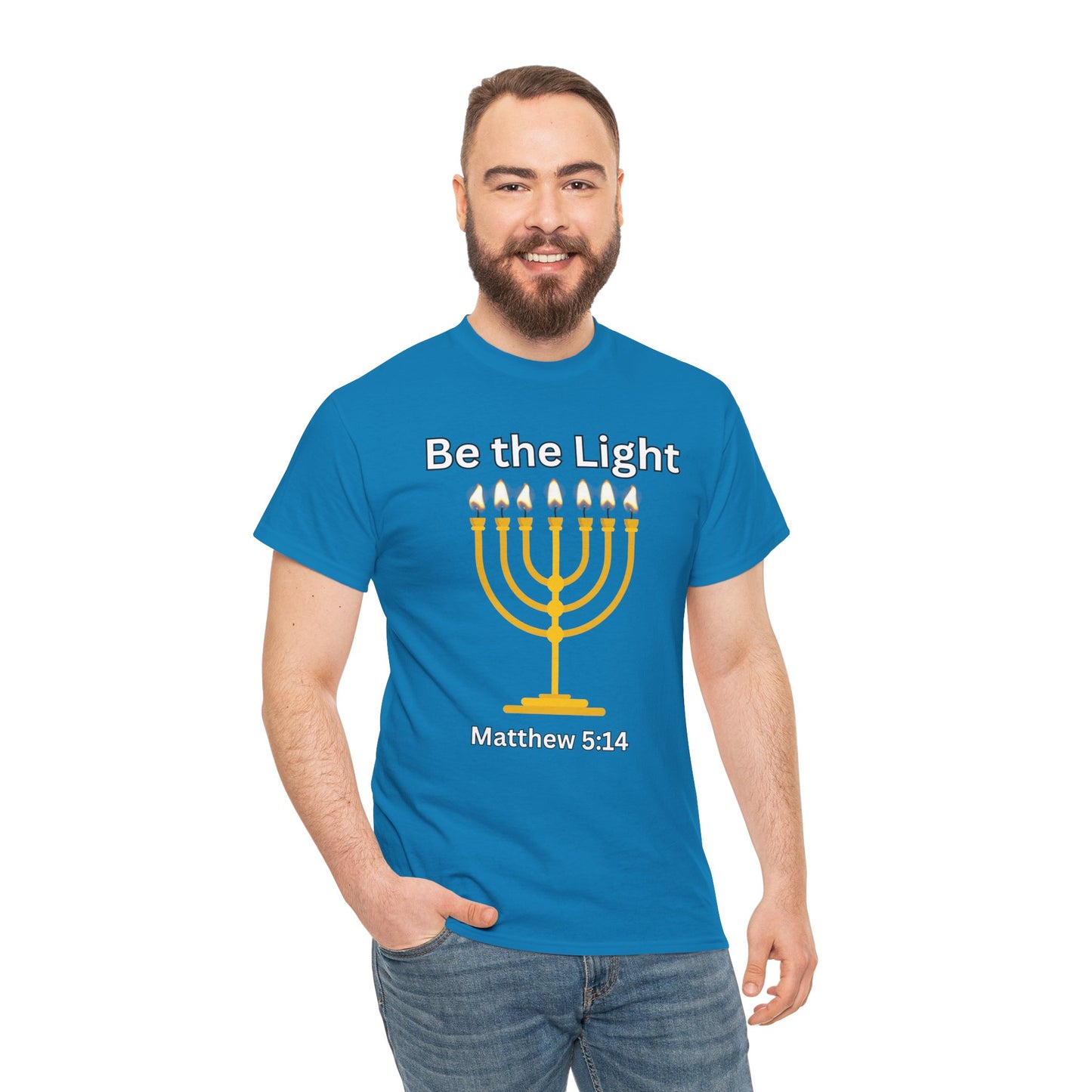 Be the Light Menorah: Unisex Heavy Cotton Tee Matthew 5:14