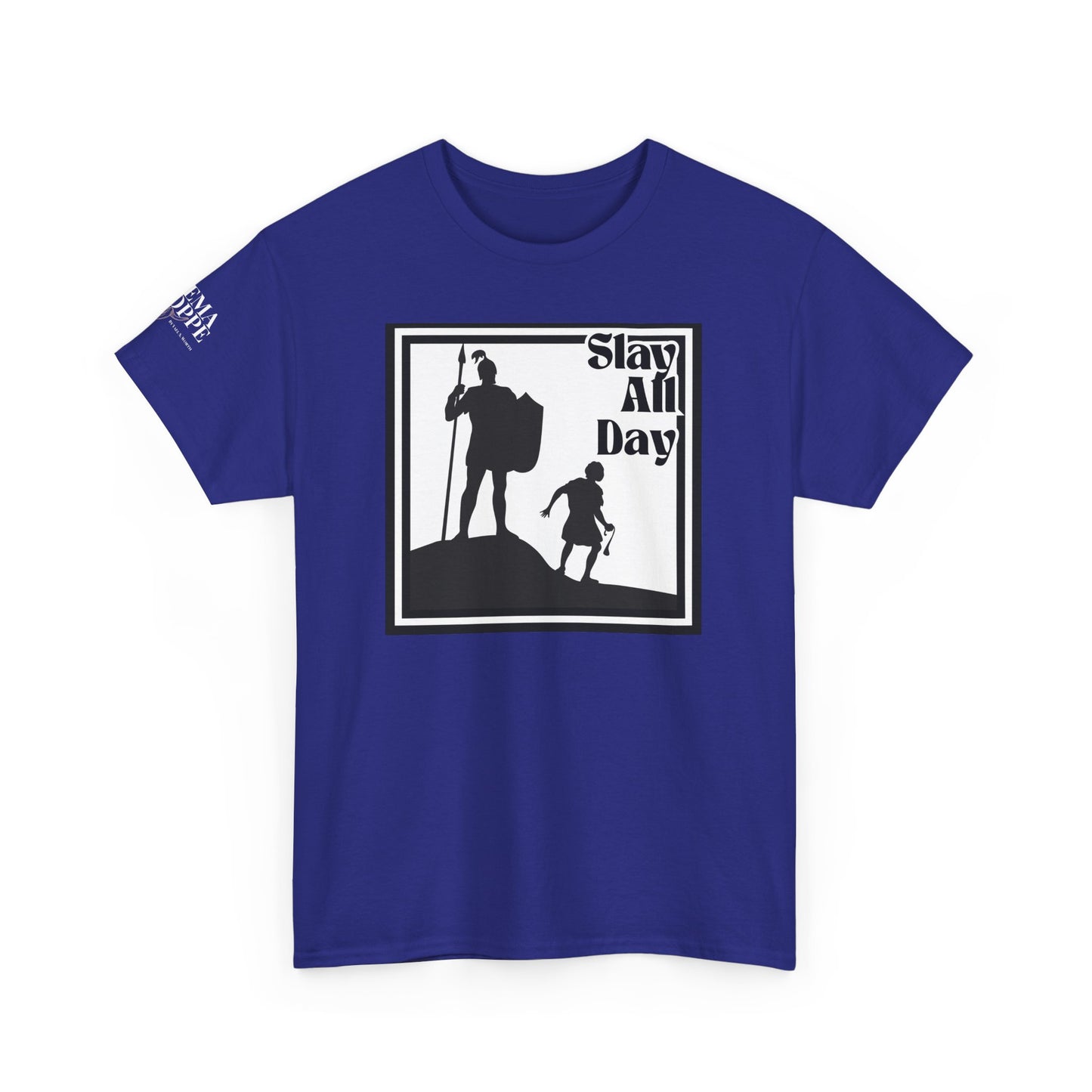 Slay All Day David and Goliath Unisex Heavy Cotton T-Shirt Biblical Humor Tee