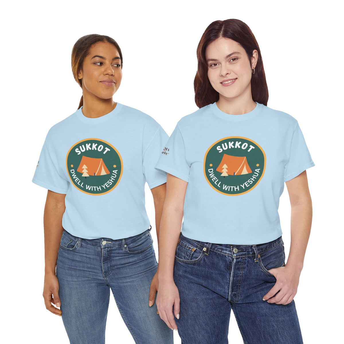 Sukkot Camping Tee — “Dwell With Yeshua” Biblical Feast T‑Shirt