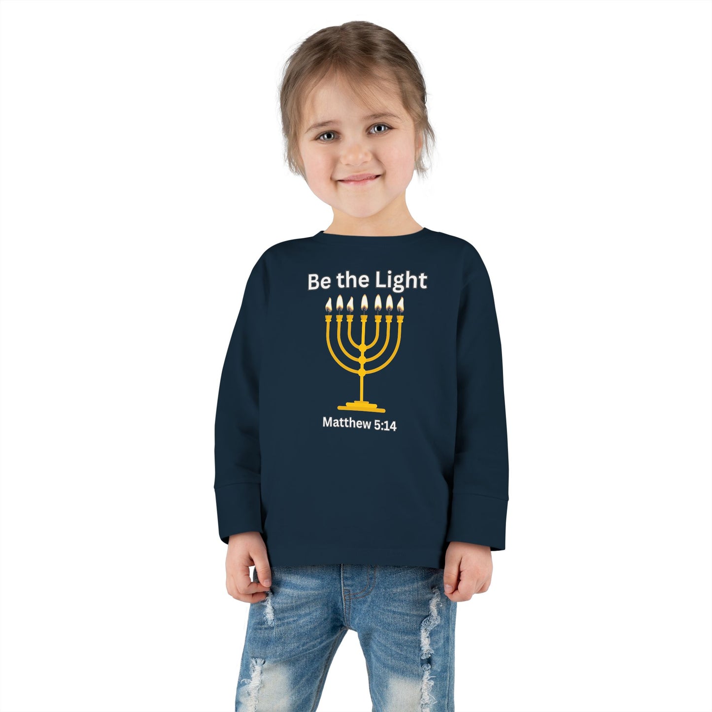 Be the Light Menorah Toddler Long Sleeve Tee