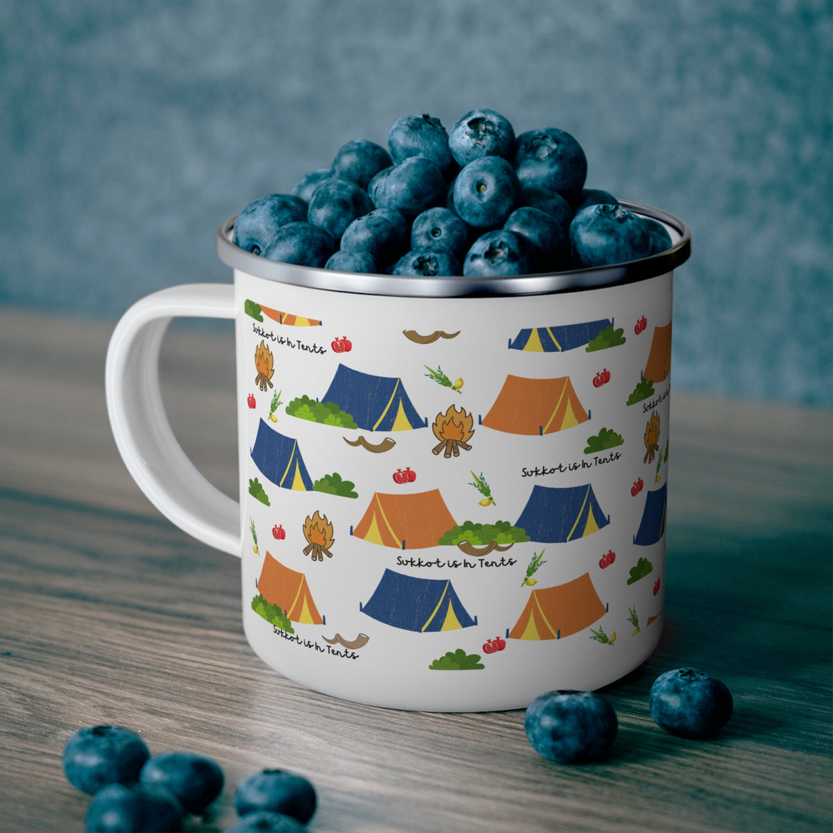 Enamel Sukkot Camping Mug