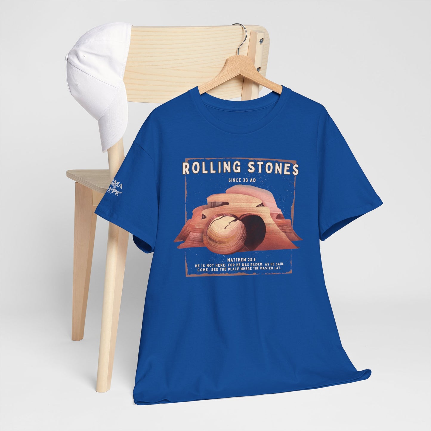 Rolling Stones Since 33 AD Biblical Graphic Tee — "Hebrew Hahas" Vintage Faith Shirt