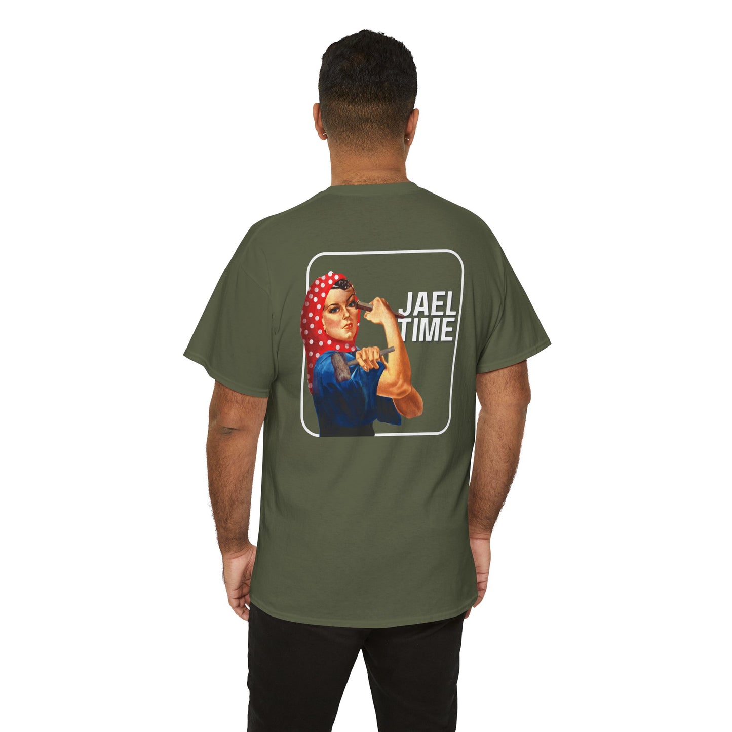 'Jael Time' Humorous Bible Story T-Shirt with Tent Peg and Hammer Design Cotton Tee