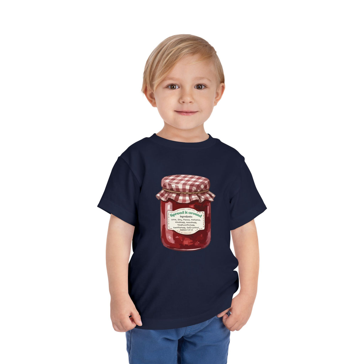 Fruit Of The Spirit "Spread it around" Jam Jar Toddler Tee — Cute Fruit Preserves Graphic Shirt For Bible Kids
