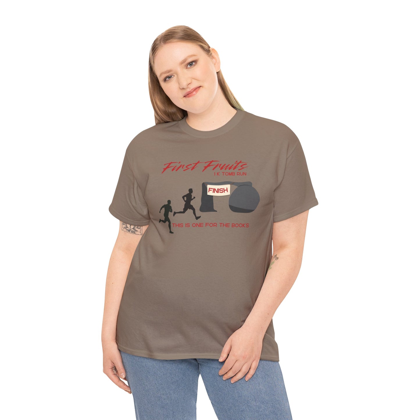 First Fruits 1k Tomb Run Unisex Tee - Funny Biblical Design