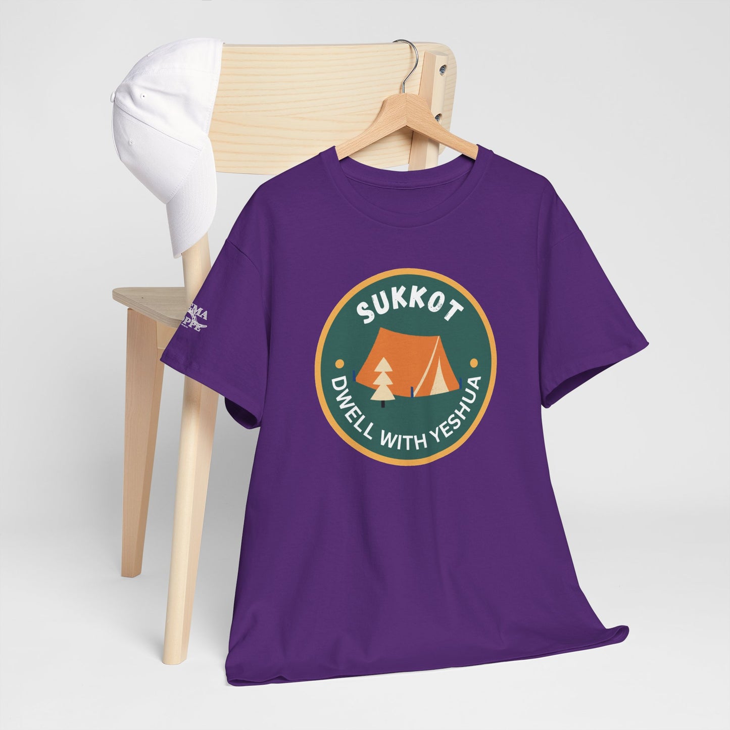 Sukkot Camping Tee — “Dwell With Yeshua” Biblical Feast T‑Shirt