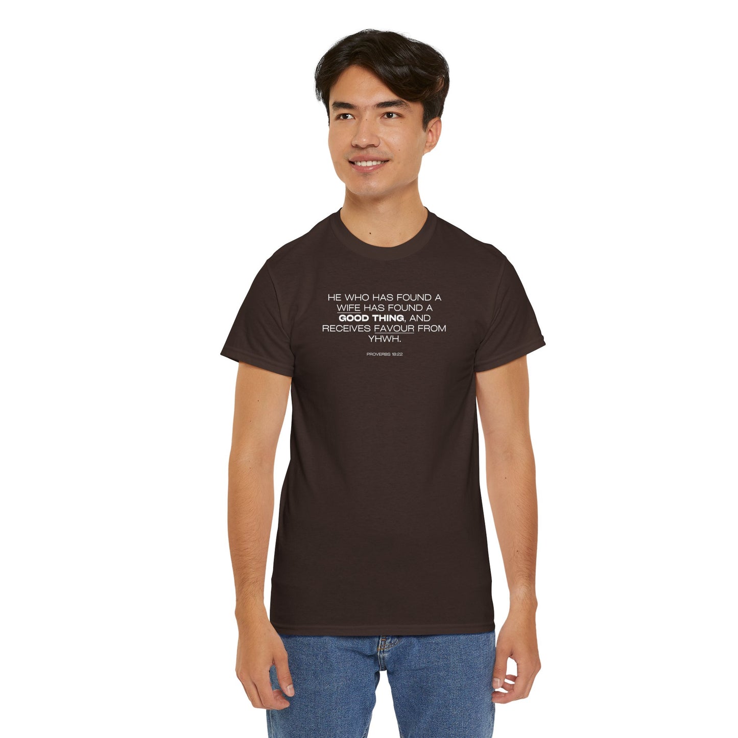 Proverbs 18:22 Men's Tee - Engagements, Weddings, Anniversaries- For The Coordinated Couple 100% Cotton