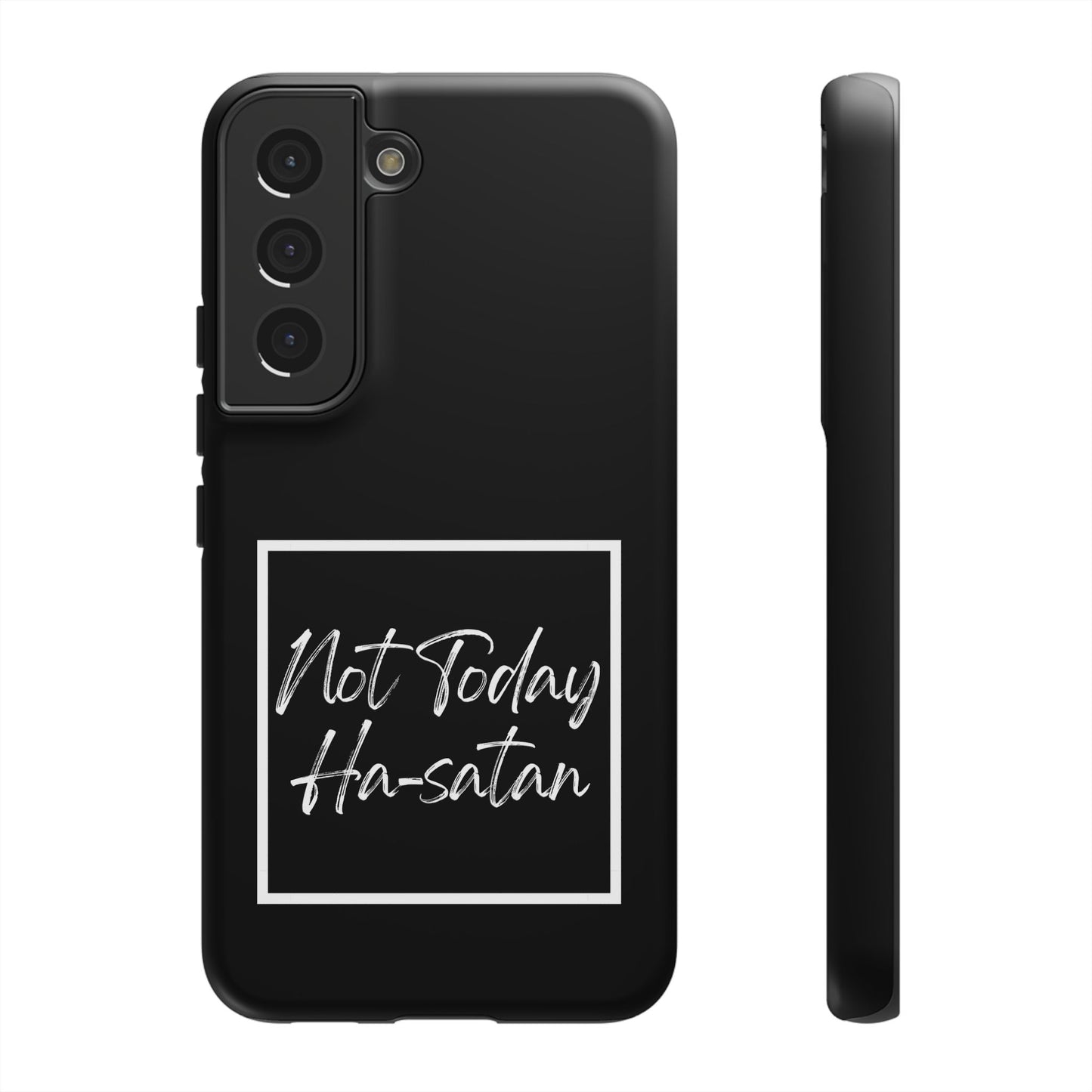 Phone Case- “Not Today Ha-satan” Black Tough Protective Cover Hebrew Humor