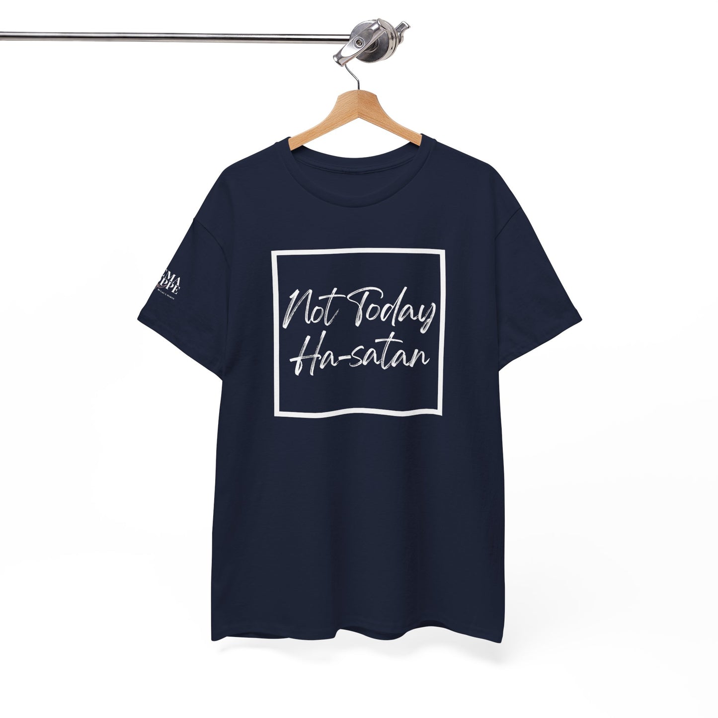 "Not Today Ha-satan" Cotton Tee Minimal Script Graphic Tee