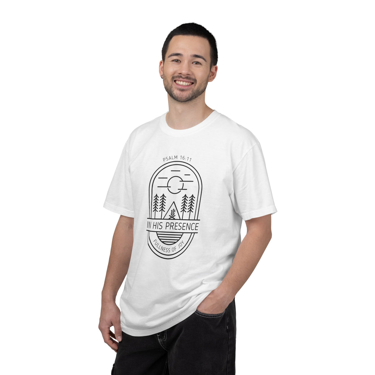 In His Presence T-Shirt — Psalm 16:11 Bible Verse Nature Comfort Colors Cotton Shirt