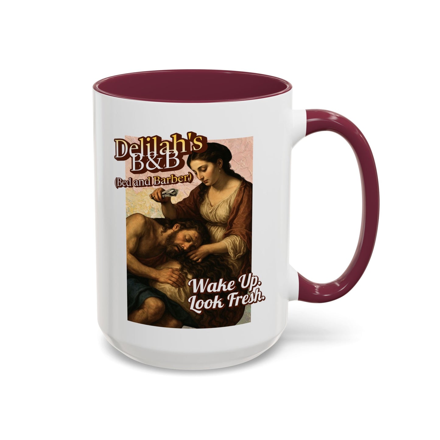 Funny Vintage Sampson Delilah's B&B Coffee Mug Bible Humor
