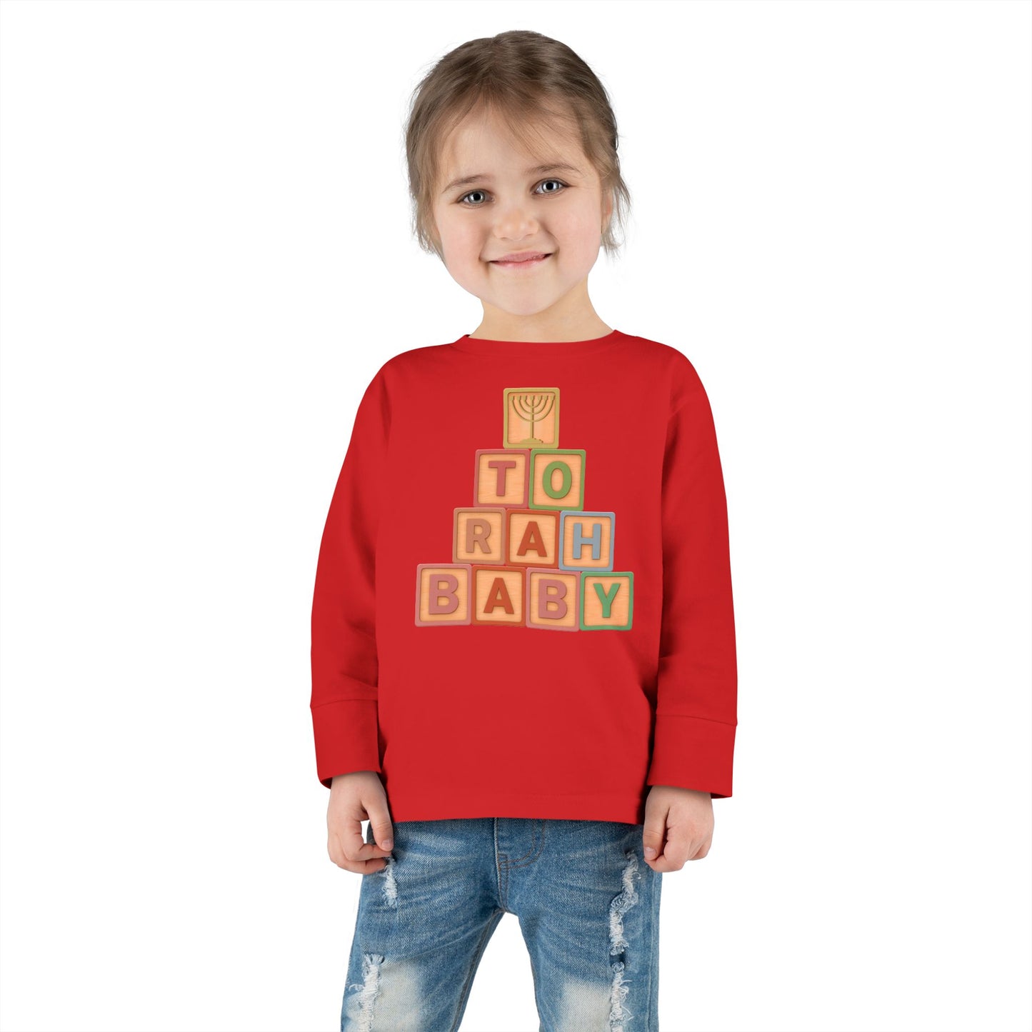 Torah Baby Menorah Blocks- Toddler Long Sleeve Tee