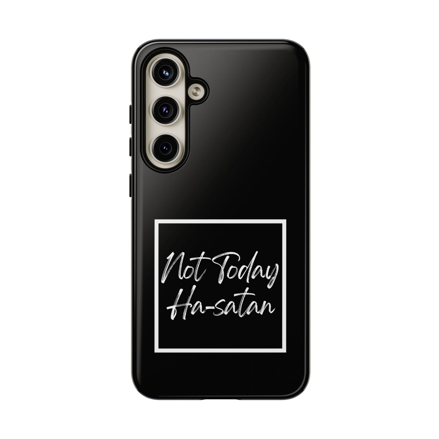 Phone Case- “Not Today Ha-satan” Black Tough Protective Cover Hebrew Humor