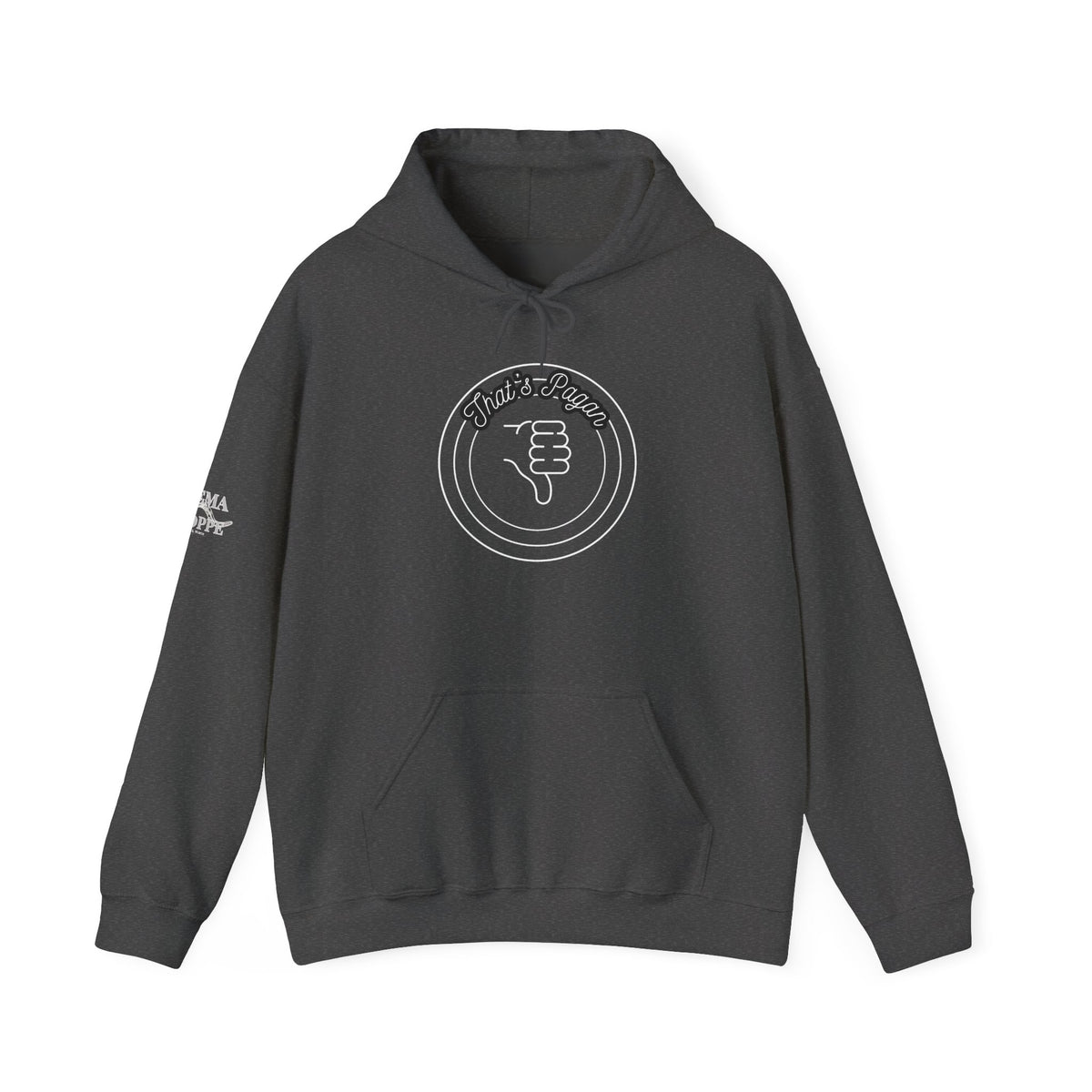 Thar's Pagan Thumbs Down Circle Hoodie — Retro Grunge Anti-Approval Graphic Sweatshirt