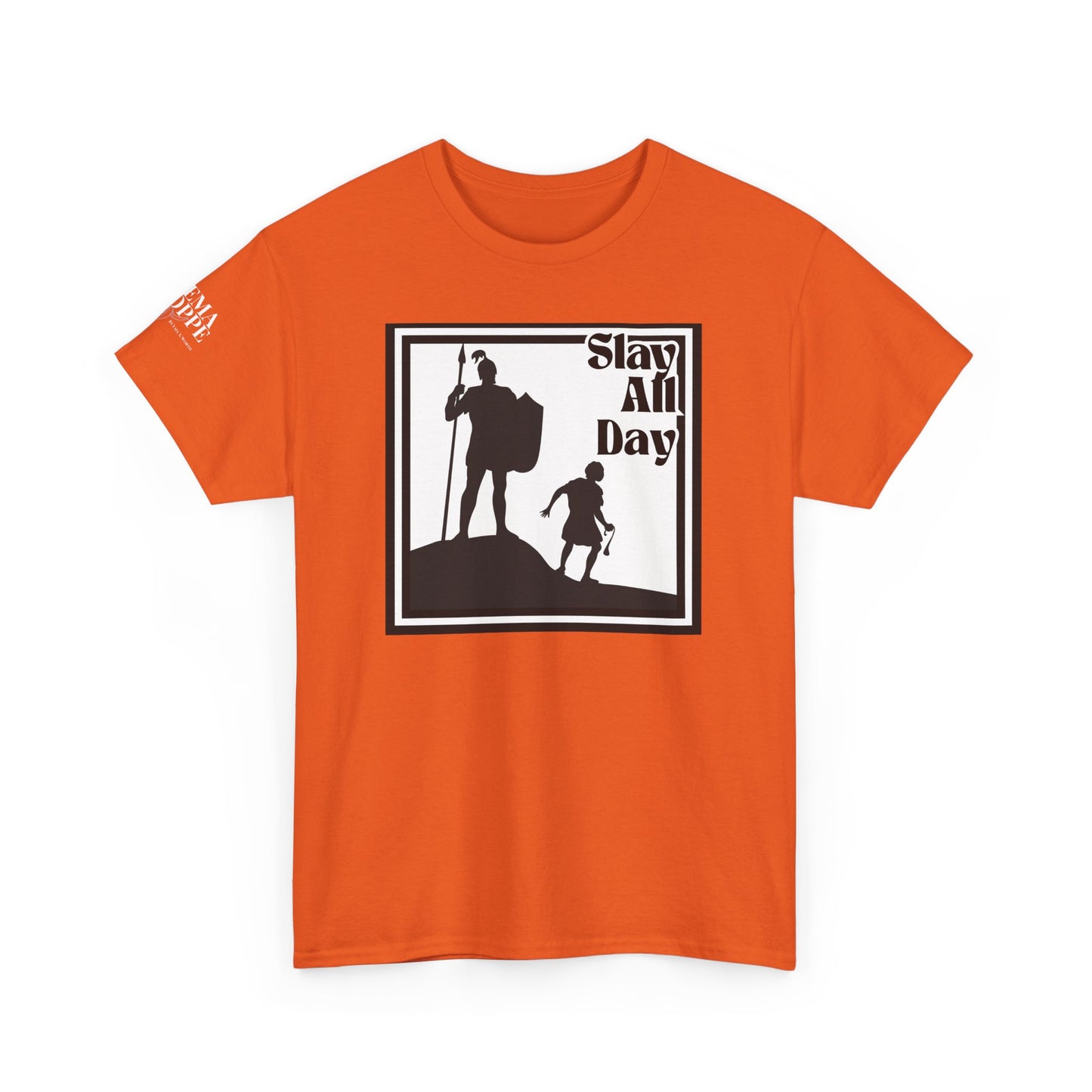 Slay All Day David and Goliath Unisex Heavy Cotton T-Shirt Biblical Humor Tee