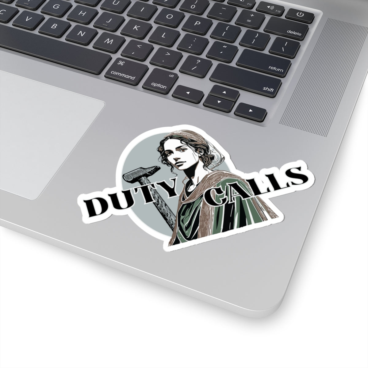 Duty Calls Sticker — Yael BIblical Heroine Laptop Kiss-Cut Decal