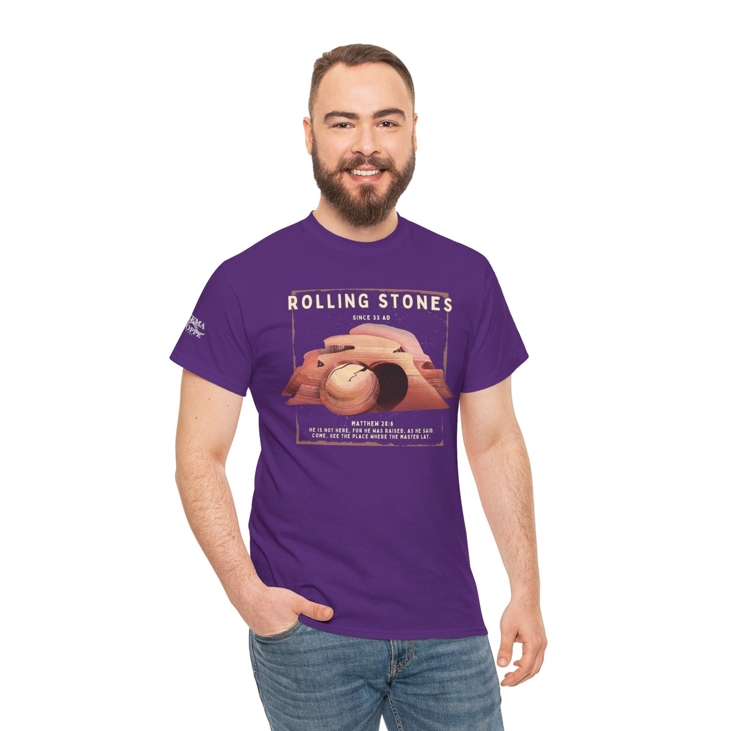 Rolling Stones Since 33 AD Biblical Graphic Tee — "Hebrew Hahas" Vintage Faith Shirt