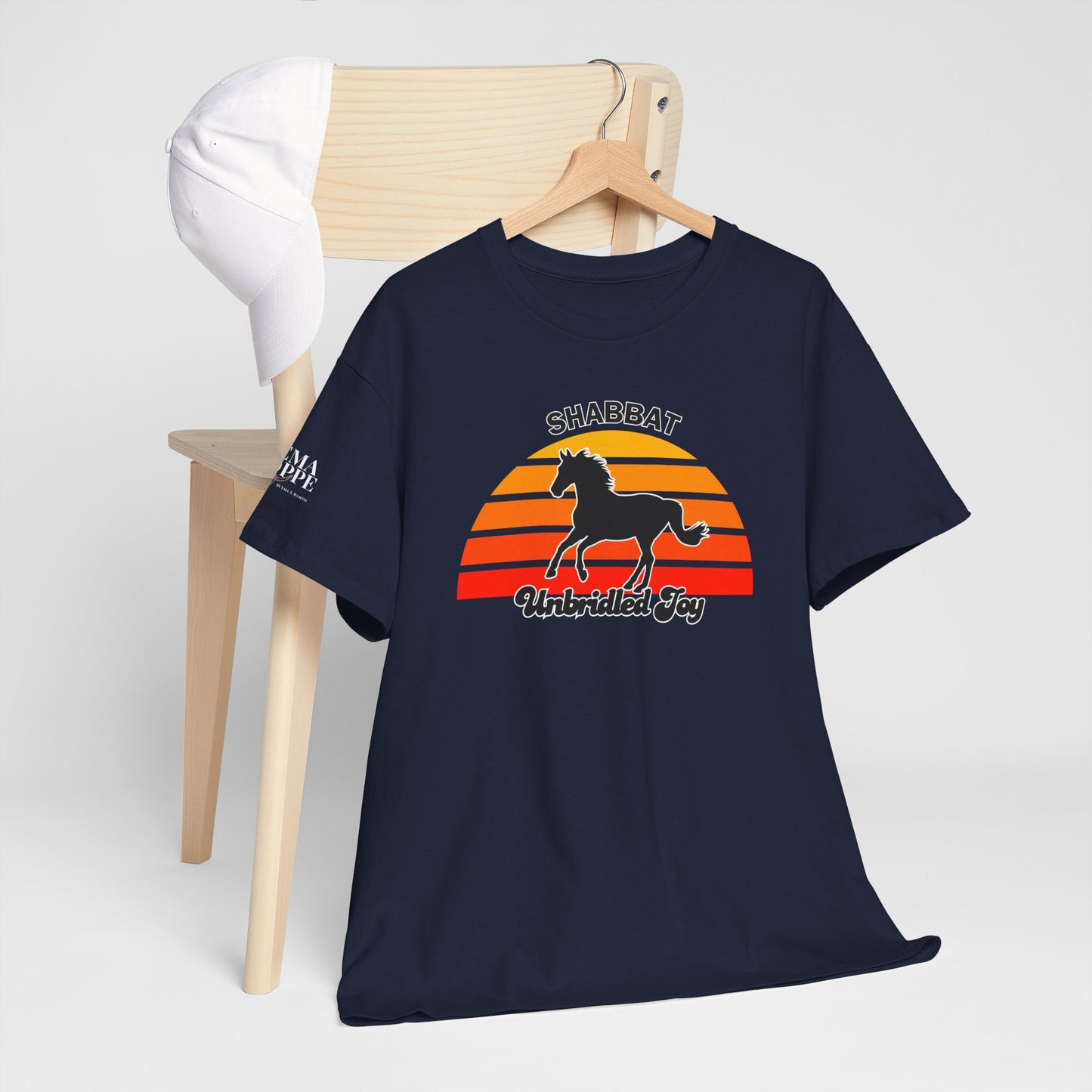 Shabbat Unbridled Joy Tee — Retro Horse Sabbath Sunset T‑Shirt