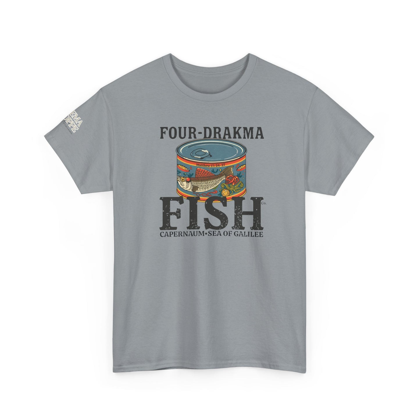 Vintage Four-Drachma Fish Co Matthew 17:24-27 Unisex Tee for Fishermen and Bible Enthusiasts